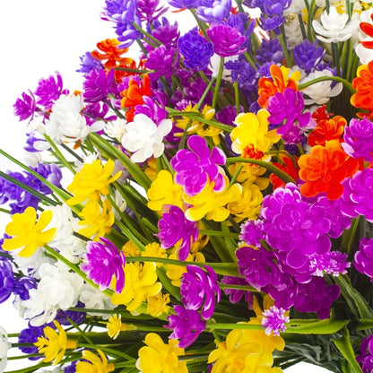 Artificial Flowers Outdoor UV Resistant 40 Bundles Fake Flowers for Home Garden Decor, Faux Floral Greenery Shrubs Plants for Party Table DIY Decoration Mix Colors