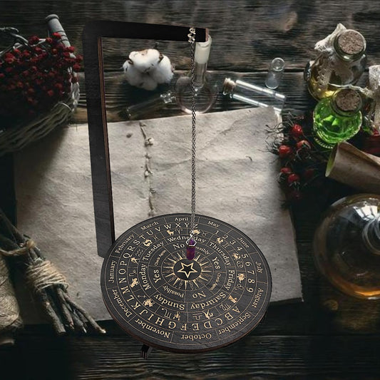 Wooden Pendulum Stand for Divination – Crystal Display Holder, Witchcraft Altar Decor, Meditation Ritual Necklace Organizer & Constellation Moon