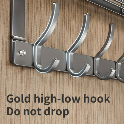 Over Door Hook Rack No Drilling Metal Storage Organizer – 4 5 6 Hooks for Bedroom Bathroom Kitchen, Versatile Door Hanger for Coats Towels Bags & Robes