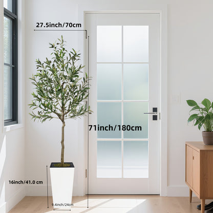Artificial Olive Tree Indoor 5FT 6FT 7FT 8FT Potted Faux Olive Tree with Lifelike Trunk Branches Silk Leaves Fruits – Large Fake Plant for Living Room Office Home Decor