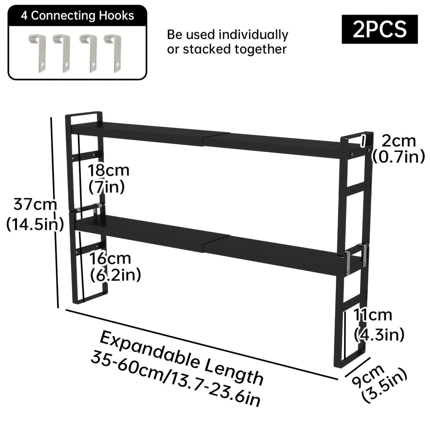 Narrow Shelf Organizer for Kitchen Bathroom Windowsill – Slim Adjustable Stackable Rack for Small Spaces, Counter Top, Window Plant Stand, Tall Thin Storage Shelving Unit