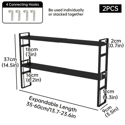 Narrow Shelf Organizer for Kitchen Bathroom Windowsill – Slim Adjustable Stackable Rack for Small Spaces, Counter Top, Window Plant Stand, Tall Thin Storage Shelving Unit