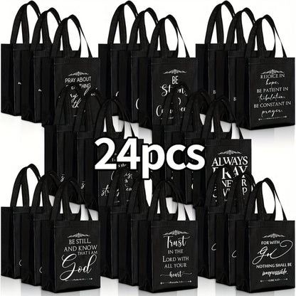 Christian Gift Bags Bulk with Handle – 24/48 Pcs Bible Verse Religious Reusable Bags Medium Size for Church Visitors Baptism Wedding Party Favors Father’s Day Black