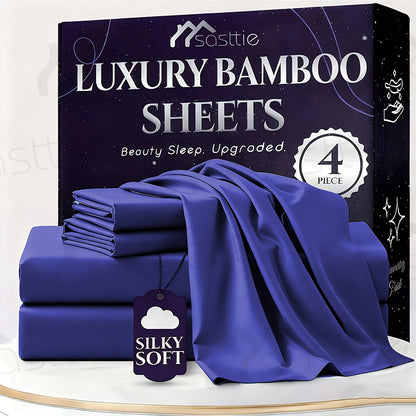 Fitted Sheet Bamboo Blend Deep Pocket Breathable Bed Sheet Set with Pillowcase