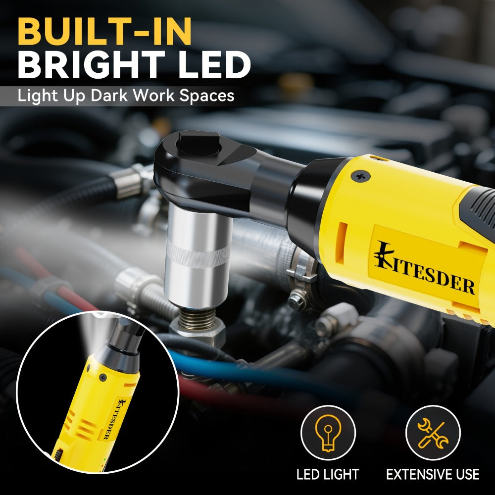 12V Electric Ratchet Wrench Set 400 RPM | 3/8" Cordless Power Ratchet Tool Kit with Variable Speed, 7 Sockets, 2.0Ah Lithium Battery & Fast Charger – Pipeline & Auto Repair
