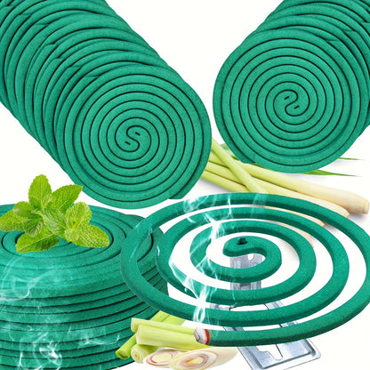 Lemongrass Spiral Incense Coils 10 Pack - Large Natural Long-Lasting Herbal Incense for Outdoor Patio, Camping, Garden, Meditation & Summer Evenings, Fresh Aromatherapy Scent