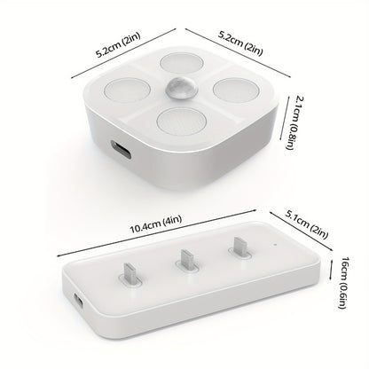 Puck Lights Rechargeable RGB with Charging Station - Motion Sensor Under Cabinet Lighting, Wireless LED Closet Lights with Remote Control, Color Changing Night Light for Hallway Stairway Bathroom Bedroom Kitchen, 3/4/6 Pack