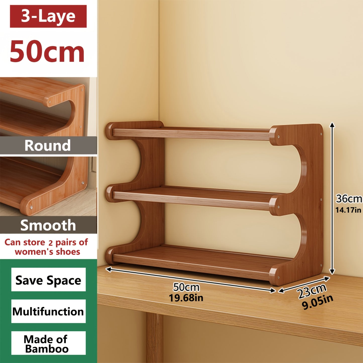 Bamboo Shoe Rack 3 5 6 Layer Widened Reinforced - Multi-Tier Shoe Storage Stand for Entryway Bedroom Living Room Garage, Space Saving Eco-Friendly Bamboo Shoe Organizer, Easy Assembly