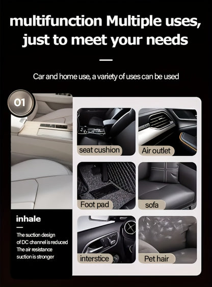 Cordless Handheld Vacuum Cleaner 18000PA Strong Suction - 2-in-1 Air Duster & Vacuum, 120W High Power, Multi-Nozzle Portable Car Vacuum for Car Interior, Home, Pet Hair, Office Desk Cleaning