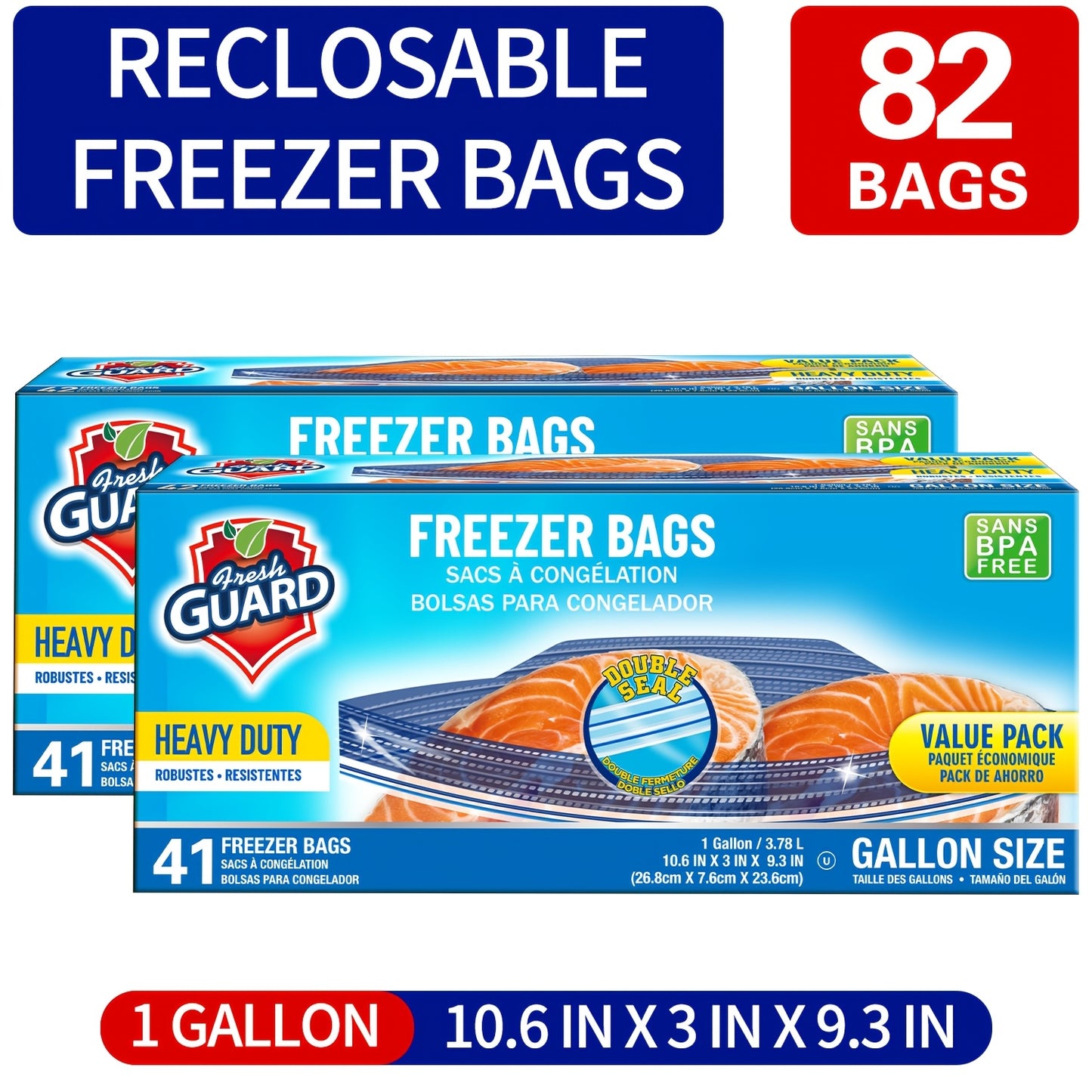 Freezer Storage Bags Resealable – Sturdy Bulk Food Storage Bags with Easy-Open Tabs for Freezer & Refrigerator – 0.25 Gallon, 1 Gallon & 2 Gallon for Fruits, Vegetables, Meats & Meal Prep