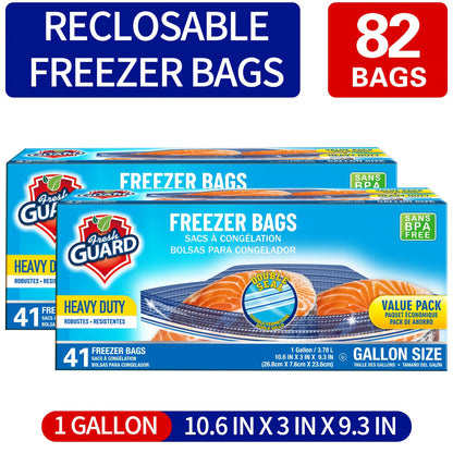 Freezer Storage Bags Resealable – Sturdy Bulk Food Storage Bags with Easy-Open Tabs for Freezer & Refrigerator – 0.25 Gallon, 1 Gallon & 2 Gallon for Fruits, Vegetables, Meats & Meal Prep