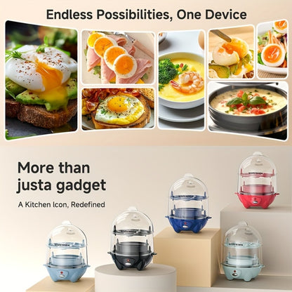 Electric Egg Boiler & Cooker with Auto Shut-Off – Single & Double Layer, Multi-Function for Hard Boiled, Soft Boiled, Scrambled, Omelette, Steamed Vegetables & Dumplings, 4 Colors