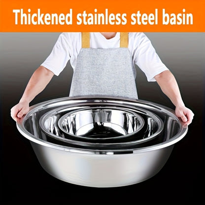Stainless Steel Mixing Bowl Large 15.75 Inch with Footed Base – Rust-Resistant Salad Bowl, Vegetable & Fruit Washing Basin, Soaking Tub & Dish Pan for Home Kitchen, Durable & Easy to Clean