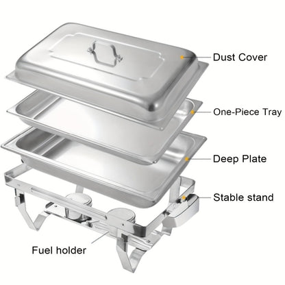 Chafing Dishes Buffet Set 9QT Stainless Steel Food Warmer Trays for Parties Hotel Christmas - 1/2/4/6/8 Pack
