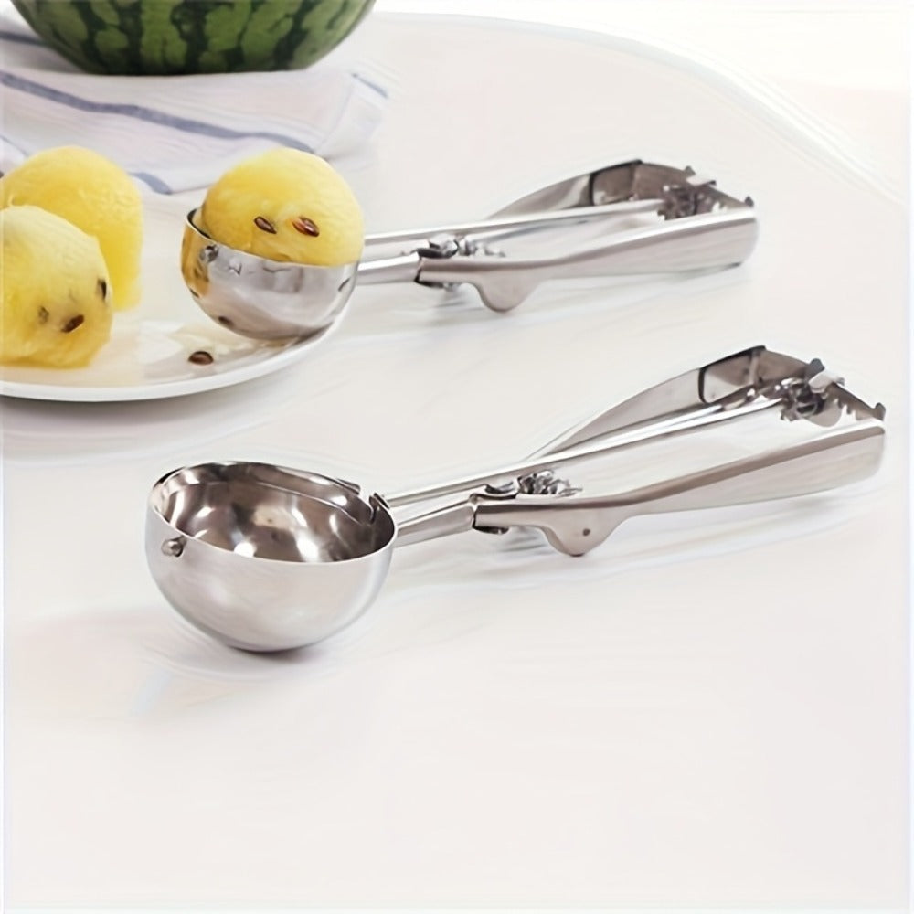 Ice Cream Scoop Set 3pcs Stainless Steel Cookie Scoop Trigger Release Fruit Scoop Watermelon Baller Dough Scoop for DIY Desserts Baking Ice Cream Shops