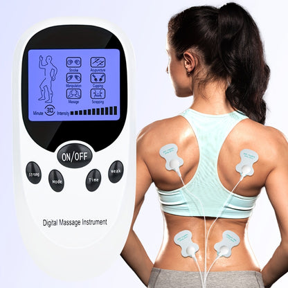 TENS EMS Dual Channel Muscle Stimulator Massager – 8 Electrodes for Back, Shoulder & Knee Pain Relief, Muscle Recovery, Portable Electric Pulse Therapy Device