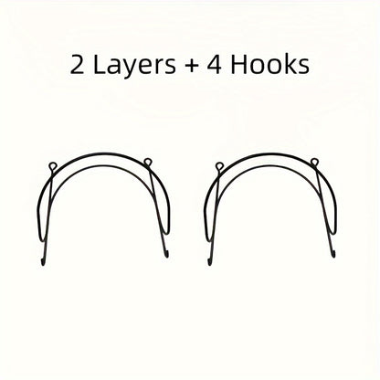 Wall Mounted Towel Rack with Hooks 6pcs Iron Hanging Rack Set Multi-Layer Wall Storage Organizer for Bathroom, Bedroom & Kitchen – Easy Install, Clothes & Towel Hanger