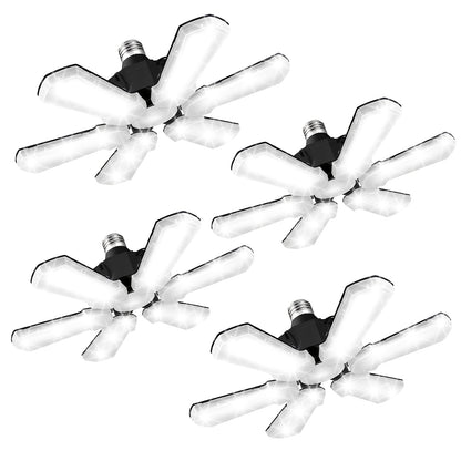 LED Garage Lights 25000LM Deformable – 250W Equivalent E26/E27 Screw-In Ceiling Shop Light with 6+1 / 8+1 Adjustable Panels for Garage, Basement, Attic & Warehouse (1, 2 or 4-Pack)