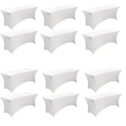 6 Foot Stretch Tablecloth 6/12/24 Pack - Rectangular Spandex Table Cover for Weddings, Trade Shows & Events