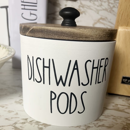 Laundry Ball Holder Round Storage Container | Bohemian Wooden Organizer for Laundry Pods Detergent Dryer Balls – Space-Saving Kitchen Bathroom Farmhouse Decor Countertop Basket