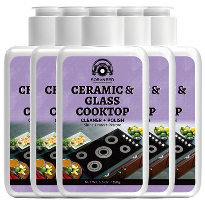 Ceramic Stovetop Cleaner Cream – Heavy Duty Glass Stove Top Cleaning Paste, Removes Burnt-On Grease & Stains, Non-Scratch, Non-Toxic, No Harsh Fumes, Safe for Induction & Electric Cooktops