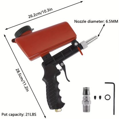 Sandblasting Gun Pneumatic 90 PSI Adjustable | Portable Gravity Air Sand Blaster for Rust Removal, Paint Stripping & Surface Prep – Compact Blasting Power Tool