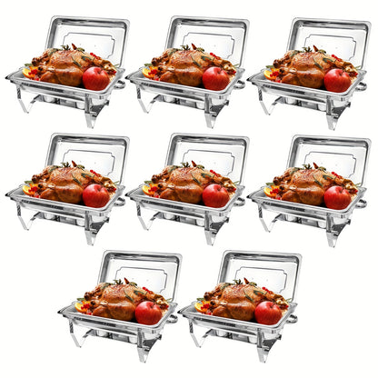 Chafing Dishes Buffet Set 9QT Stainless Steel Food Warmer Trays for Parties Hotel Christmas - 1/2/4/6/8 Pack