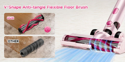 Cordless Vacuum Cleaner 55KPa 8-in-1 Stick Vacuum with LED Light 180° Swivel Lightweight Wireless for Hardwood Carpet Pet Hair Stairs Car Sofa Home Office