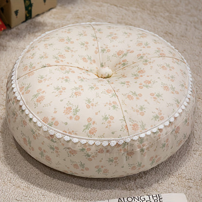Round Floor Cushion Floral Tatami Seat Cushion for Living Room Bedroom Window, Boho Meditation Pillow for Reading & Yoga, Rustic Style Decorative Floor Pillow, Available in Green, Pink, Tangerine