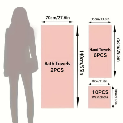 Microfiber Bath Towel Set 18/20pcs - Coral Fleece Absorbent Quick Dry Soft Large Bath Towels for Home Bathroom Spa Gift with Washcloths Bath Ball