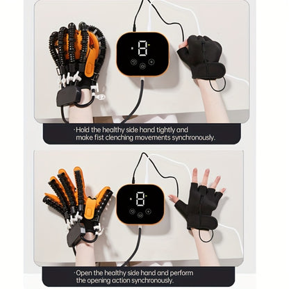 Rehabilitation Robot Gloves for Hand & Finger Training, Air Pressure Finger Exercise Device with LCD Touch Screen, Stroke Recovery & Finger Separation Rehab Glove for Elderly, Left or Right Hand M-XXL