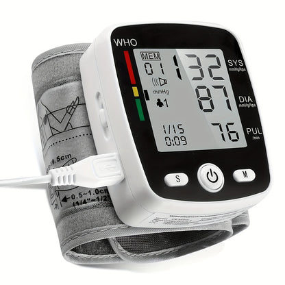 Wrist Blood Pressure Monitor Rechargeable - Digital BP Monitor with Large LCD, Voice Broadcast, 2×99 Memory & USB Charging, Portable Wrist Cuff for Home & Travel, Optional Bundle with Pulse Oximeter