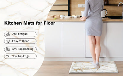 Anti Fatigue Kitchen Mat Non-Slip Cushioned Floor Rug for Standing Desk Sink Office - Marble Pattern