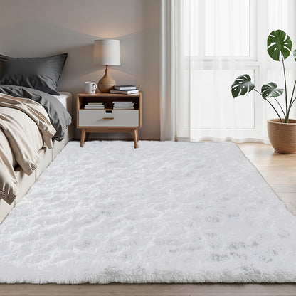 Fluffy Area Rug Tie-Dye Soft Carpet for Living Room Bedroom Office Thickened 1000g/㎡ Machine-Woven Indoor Mat Multi-Color Multi-Size Dark Gray Light Grey Khaki Pink Black White Purple