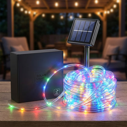 Outdoor Solar LED String Lights Waterproof – Flexible Fairy Lights 23FT to 105FT for Pool, Fountain, Garden, Patio & Wedding Decor – Neon Blue, White, RGB & Amber Colors