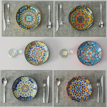 Bohemian Pasta Bowls Set of 6 | 32 Oz Porcelain, Floral Pattern, Microwave & Dishwasher Safe – VANCASSO