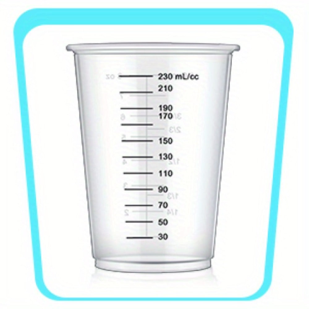 Plastic Measuring Cups with Wooden Sticks 100 Sets Clear Graduated Mixing Cups oz/ml/cc for Resin, Cooking, Baking & Epoxy – Disposable Paint Mixing Cups
