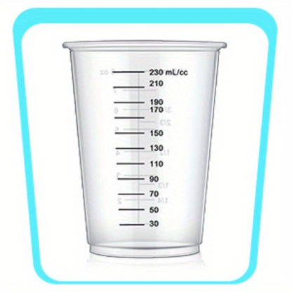 Plastic Measuring Cups with Wooden Sticks 100 Sets Clear Graduated Mixing Cups oz/ml/cc for Resin, Cooking, Baking & Epoxy – Disposable Paint Mixing Cups