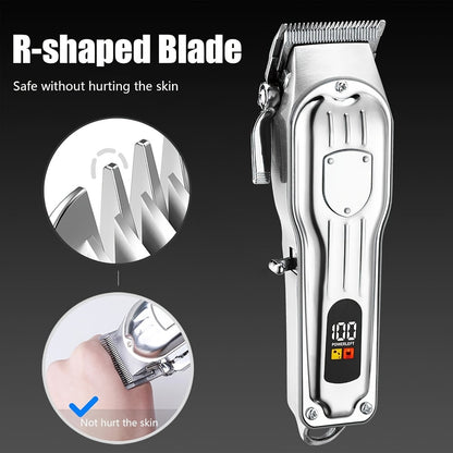 Hair Clipper Set for Men - Professional Cordless Rechargeable Hair Trimmer with LCD Display, Metal Body, Home Haircut Kit, 1 or 2 Piece Set, Father's Day & Birthday Gift for Men