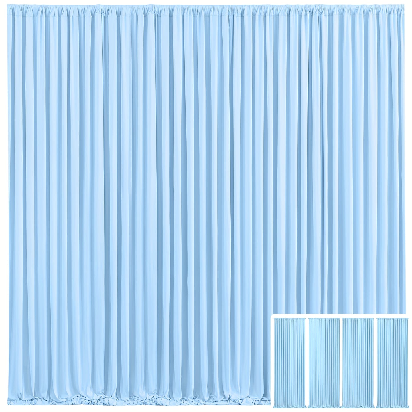 Blackout Backdrop Curtain 4 Pack 5x10 Ft - Heavyweight Nonwoven, Wrinkle-Resistant, Smooth Hanging for Wedding Birthday Baby Shower Party Photography Background Decoration
