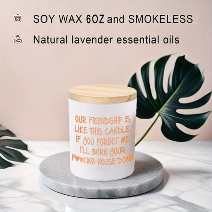 Lavender Scented Soy Candle Best Friend Gift for Women – Engraved Glass Friendship Candle, Funny Unique Birthday Christmas Gift for Friends, Novelty BFF Gift Idea for Her, 12+ Hour Burn