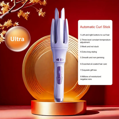 Automatic Hair Curler - One Button Electric Rotary Curling Iron with LED Display, 9-Speed Intelligent Temperature Control, Anti-Winding Anti-Scald Design, Portable for Travel & Home, Gift for Women