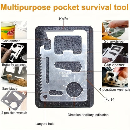 Outdoor Survival Gear Kit 6pcs SOS Emergency Set with Multi-Tool Whistle Compass Fire Starter Paracord Compact Wilderness Survival Tool Kit for Camping Hiking Backpacking Hunting Adventure Red