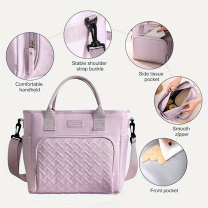 Insulated Lunch Bag Extra Large 11L Thermal Tote with Adjustable Shoulder Strap and Handle Hot Cold Food Carrier Beach Cooler Bag for Outdoor Picnic Work in Black Purple Green Grey