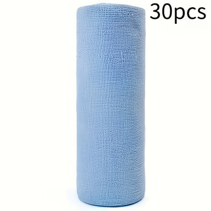 Reusable Microfiber Cleaning Towels 30-Pack, Kitchen Dish Cloth Roll, Absorbent Hand-Torn Disposable Napkins, Multi-Color Household Cleaning Cloths for Kitchen & Bath
