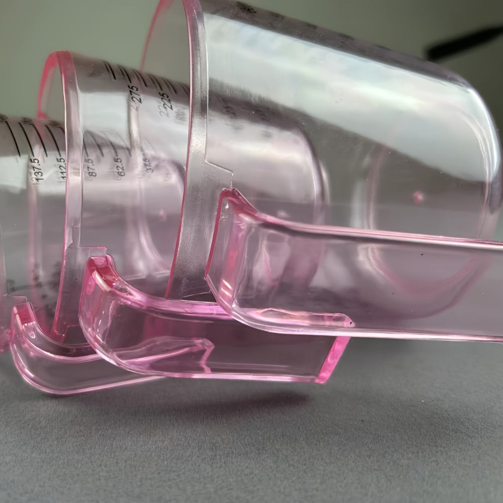 Measuring Cups and Spoon Set 4pcs - Pink Transparent Baking Measuring Cup Kit with ML OZ Cup Markings, PS Material, Kitchen Baking Cooking Accessories