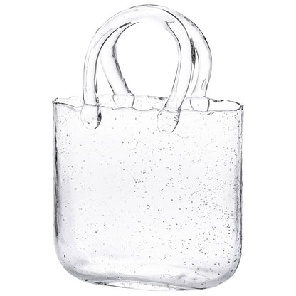 Glass Purse Vase for Flowers – Handbag Shape Clear Decorative Flower Vase, Home Table Decor, Gift