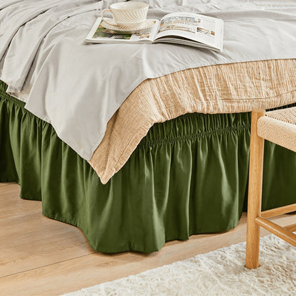 Ruffled Bed Skirt with Adjustable Elastic - Twin Full Queen King, 15-Inch Drop, Machine Washable, 30 Colors