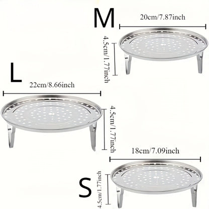 Stainless Steel Steamer Rack Set 3-Piece Multi-Layer Round Steamer Insert with Can Holder – Fits Most Pots for Home Kitchen | Stackable Steam Tray Cooking Rack for Vegetables Dumplings & More