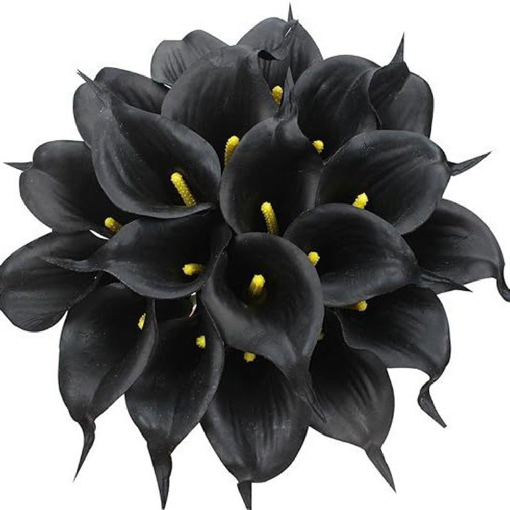 Eternal Lotus Flower Bouquet 20pcs – Horseshoe Lotus Artificial Flowers for Wedding Decoration, Home Floral Arrangements, Outdoor & Festival Decor – White, Black, Red & Orange (No Vase)
